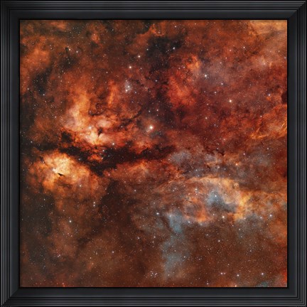 Framed IC 1318 and the Butterfly Nebula around star Gamma-Cygni Print