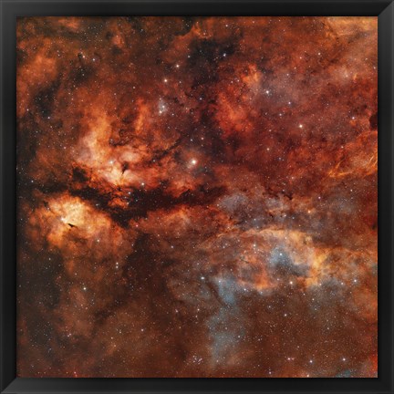 Framed IC 1318 and the Butterfly Nebula around star Gamma-Cygni Print