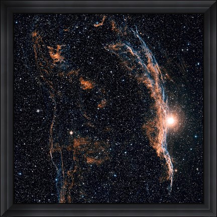 Framed Witch&#39;s Broom Nebula (NGC 6960), and part of the Veil Nebula Print