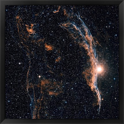 Framed Witch&#39;s Broom Nebula (NGC 6960), and part of the Veil Nebula Print