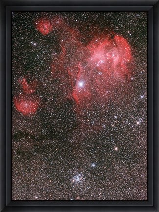 Framed Bat Nebula (IC 2948) and open star cluster NGC 3766, the Pearl Cluster Print