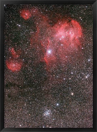 Framed Bat Nebula (IC 2948) and open star cluster NGC 3766, the Pearl Cluster Print