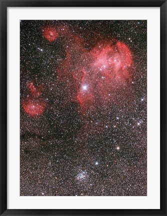 Framed Bat Nebula (IC 2948) and open star cluster NGC 3766, the Pearl Cluster Print