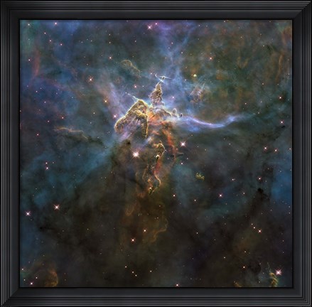 Framed Carina Nebula Star-Forming Pillars and Herbig-Haro Objects with Jets Print