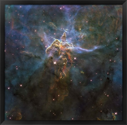 Framed Carina Nebula Star-Forming Pillars and Herbig-Haro Objects with Jets Print