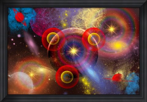 Framed Planets and stars mixed together in an ever-changing Nebula Print
