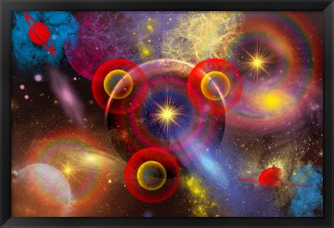 Framed Planets and stars mixed together in an ever-changing Nebula Print