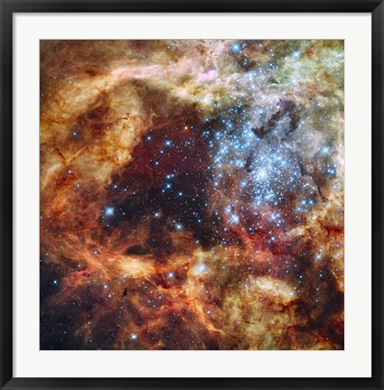 Framed Stellar nursery known as R136 in the 30 Doradus Nebula Print