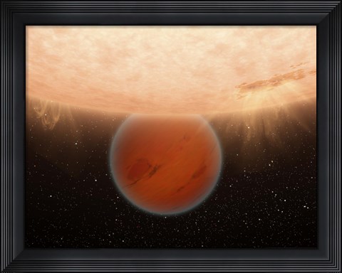 Framed Unusual, methane-free world partially Eclipsed by its Star Print