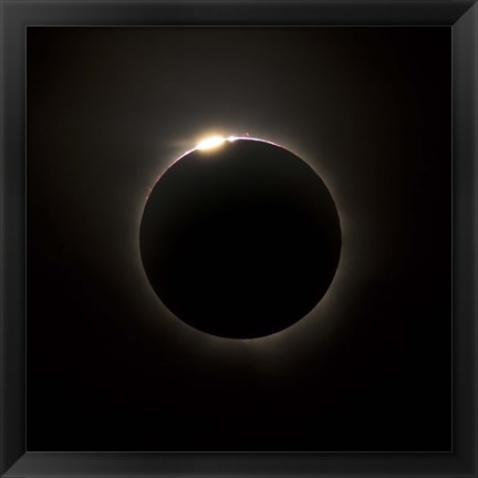 Framed Solar Eclipse with prominences and diamond ring effect Print