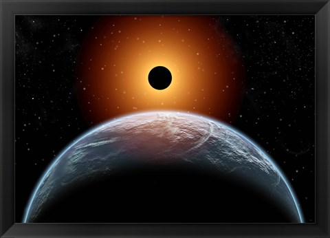 Framed total Eclipse of the Sun as seen from being in Earth&#39;s orbit Print