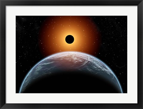 Framed total Eclipse of the Sun as seen from being in Earth&#39;s orbit Print