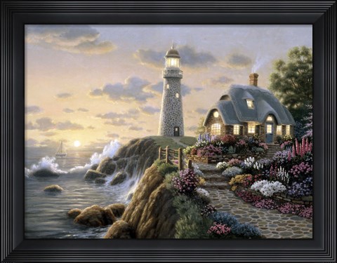 Framed Lighthouse Cottage Print