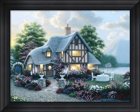 Framed Lakeside Cottage Print