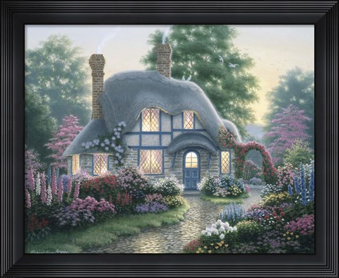 Framed Twilight At Tilden Cottage Print