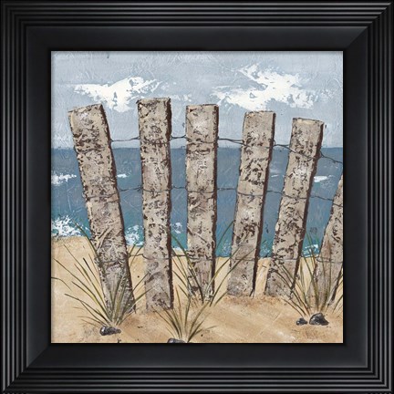 Framed Beach Scene Triptych I Print