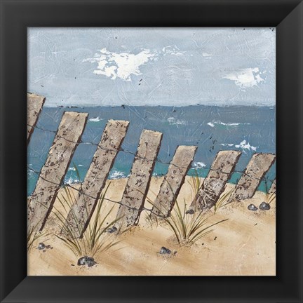 Framed Beach Scene Triptych II Print