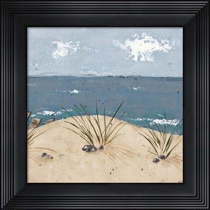 Framed Beach Scene Triptych III Print