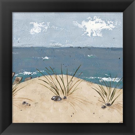 Framed Beach Scene Triptych III Print