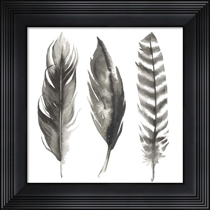 Framed Watercolor Feathers I Print