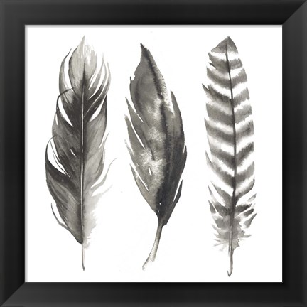 Framed Watercolor Feathers I Print