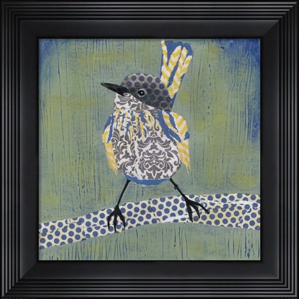 Framed Patchwork Wren I Print