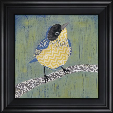 Framed Patchwork Wren II Print