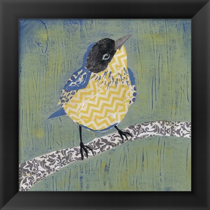 Framed Patchwork Wren II Print