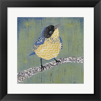 Framed Patchwork Wren II Print