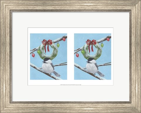 Framed Chickadee Christmas III 2-Up Print