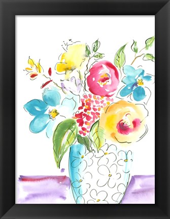 Framed Flower Burst Vase I Print