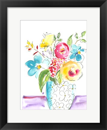 Framed Flower Burst Vase I Print