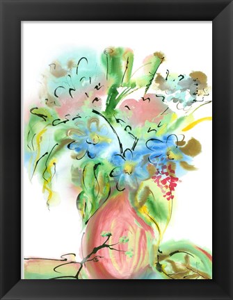 Framed Flower Burst Vase II Print