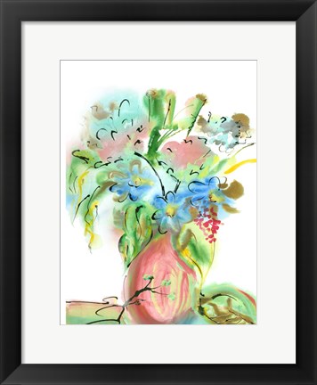 Framed Flower Burst Vase II Print