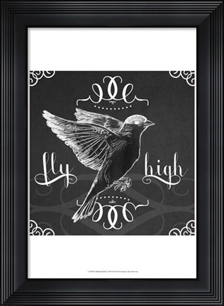 Framed Chalkboard Bird I Print