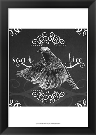 Framed Chalkboard Bird II Print
