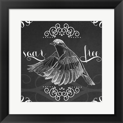 Framed Chalkboard Bird II Print