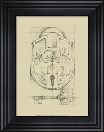 Framed Vintage Padlock I Print