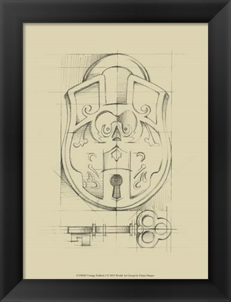 Framed Vintage Padlock I Print