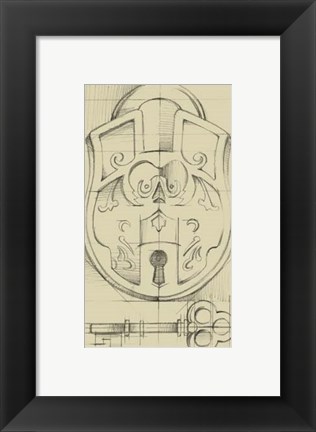 Framed Vintage Padlock I Print