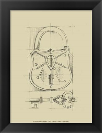 Framed Vintage Padlock III Print