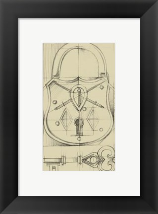 Framed Vintage Padlock III Print