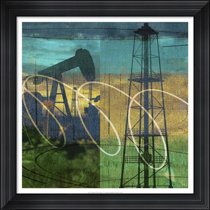 Framed Oil Rig &amp; Oil Well Collage Print