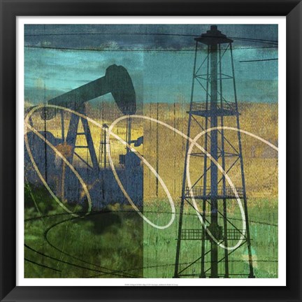 Framed Oil Rig &amp; Oil Well Collage Print