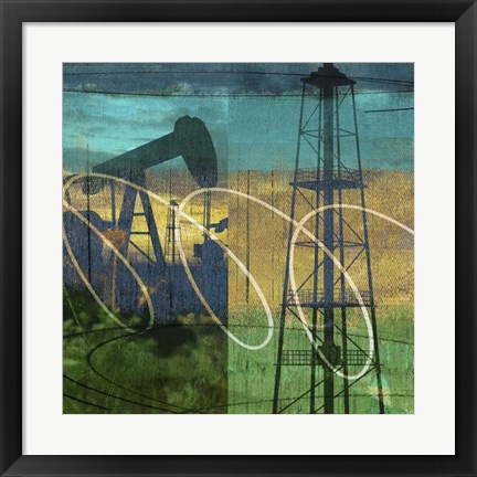 Framed Oil Rig &amp; Oil Well Collage Print