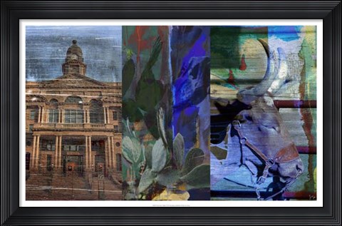 Framed Texas Steer Collage Print