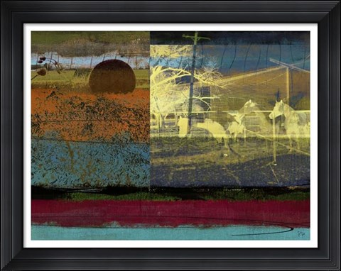 Framed Horse &amp; Hay Collage Print