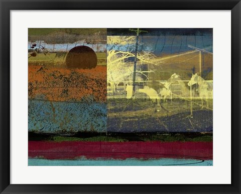 Framed Horse &amp; Hay Collage Print