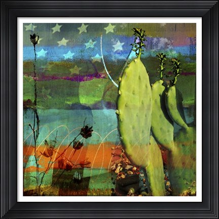 Framed Cactus &amp; Flag Collage Print