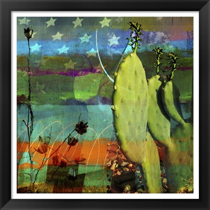 Framed Cactus &amp; Flag Collage Print